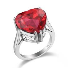 Szjinao-anillos de rubí con gema de 100% Plata de Ley 925 para mujer, joyería de compromiso con grabado de piedra en forma de corazón, 15x15mm 2024 - compra barato