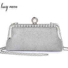 Bolso de mano de boda para mujer, Cartera de mano de diseño de lujo, de noche con diamantes de imitación plateados, para fiesta y hombro con cadena, ZD1778 2024 - compra barato