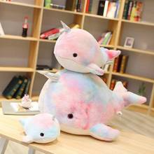 Brinquedo de pelúcia baleia de arco-íris 45 cm, boneca de unicórnio, peixe, travesseiro macio para bebês meninas, presente de aniversário para crianças 2024 - compre barato