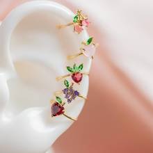 Cute lovely girl jewelry wholesale no piercing ear cuff delicious Fruit design colorful stone sweet cherry clip on earring 2024 - buy cheap