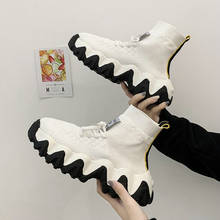 Newblack branco femme chunky sock sapatos na moda mulher alta superior tênis de tricô plataforma casual sapatos planos A64-43 2024 - compre barato