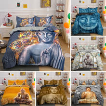 Novo conjunto de cama king e queen com fronha, buda assento, psicodelico, mandala, capa de edredom com 2/3 peças 2024 - compre barato