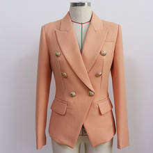 Casaco de grife feminino, mais novo blazer de grife para mulheres com botões de leão em metal, estilo double breasted, texturizado, nude, de alta qualidade, 2021 2024 - compre barato