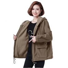 Plus Velvet Thicken Corduroy Jacket Women Autumn Winter Hooded Short Coat Casual Top Plus Size L-5XL Loose Warm Outerwear KW254 2024 - buy cheap