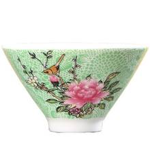 Flower Ceramic Tea Cup Hand Painted Office Master Small Cup Green Yellow Blue Pink Red Tea Ceremony Teaware Drinkware Bowls 2024 - buy cheap