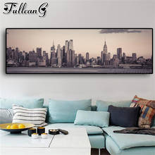 FULLCANG-pintura de diamante diy de paisaje de Ciudad de Nueva York, pintura de gran tamaño, mosaico bordado, costura FC1950 2024 - compra barato