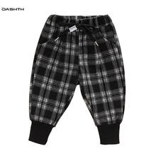 OASHTH Children's winter new children's cotton trousers boys and girls plaid plus velvet thick warm pants 2024 - buy cheap