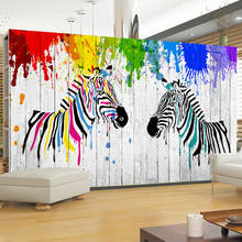 Colorful Zebra Graffiti Wallpaper Personalized Customization Modern Fashion Living Room Kid's Room Landscape Home Decor 3D Mural 2024 - buy cheap