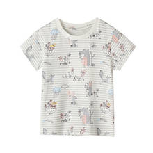 Летняя футболка для девочек с аппликацией в виде прыжков и изображений животных, одежда для малышей с единорогом, хлопковые детские футболки, топы для малышей 2024 - купить недорого
