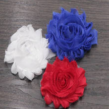 100pcs/lot 2.5" Chic Shabby Frayed Rosette Flower July 4th Day Chiffion Flower Red Blue White Hair Accessories 2024 - buy cheap