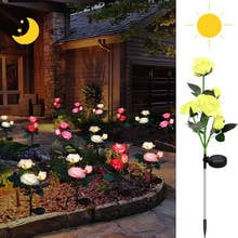 Outdoor Realistic Solar Powered Rose Lights 3heads/5heads Waterproof Flower Stake For Garden Patio Yard Pathway Lawn Decoration 2024 - buy cheap