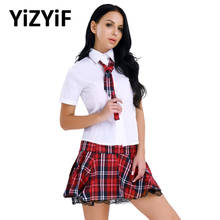 Traje escolar feminino de gala, uniforme escolar japonês, fantasia de halloween, camisa e mini saia 2024 - compre barato