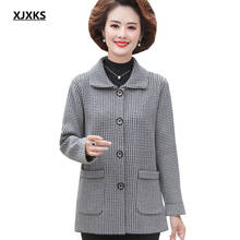 Xjxks casaco feminino de caxemira, casaco confortável com lapela, estilo single-breasted, para primavera e outono, 2021 2024 - compre barato