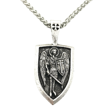 Archangel Michael Angel Shield Pendant Necklace Rope Chain Vintage Neckless Jewelry 2024 - buy cheap