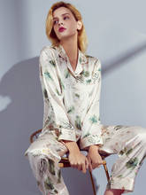 Luxury Floral Printed Pijimas Silk  Sleepwear Suit Set  Long-sleeved Two-piece Set   100% Mulberry Silk Pajamas 2024 - buy cheap