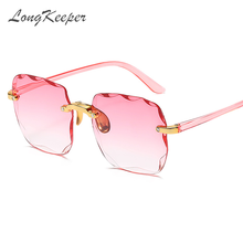 LongKeeper Luxury Vintage Square Sunglasses Women 2020 Brand Designer Oversized Rimless Pink Glasses Female Mirror Shades UV400 2024 - buy cheap