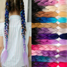 Синтетические косички Омбре для наращивания волос, 24 дюйма, 100 г, двухцветные косички Омбре, розовые, черные, синие косички в коробке 2024 - купить недорого