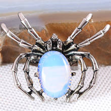 Spider Brooch Natural Stone White Opal CAB Cabochon Bead Pendant for Men Women DIY Jewelry Making 1Pcs K714 2024 - buy cheap