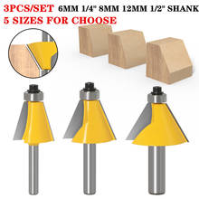 3pcs 15/22.5/30 Degree Chamfer/Bevel Edging Router Bit Set 6mm/6.35mm/8mm/12mm/12.7mm Shank Cutters For Wood 2024 - buy cheap