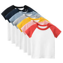 Camiseta infantil, roupas para meninos, camisetas brancas de algodão para meninos e meninas, tops para crianças, roupas de verão 2 a 9 2024 - compre barato