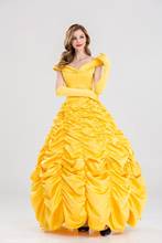 Alta qualidade bela e a fera sino princesa vestido longo amarelo vestido dia das bruxas quadra real festa cosplay fantasia rainha 2024 - compre barato