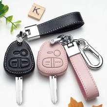 Leather Car Key Cover Case for MITSUBISHI OUTLANDER PAJERO Lancer EX for Mitsubishi ASX leather Car 3 Buttons KeyChain 2024 - buy cheap