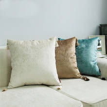 Luxo lance travesseiro europeu capa de almofada com borlas almofadas decorativas decoração para casa moderno veludo fronha para o sofá 45x45cm 2024 - compre barato