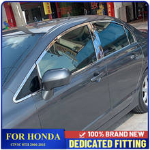 Fit For Honda Civic 8th 2006 to 2011 Stainless Steel Car Side Door Window Center Pillars B + C Pillar Cover Trims 2024 - buy cheap