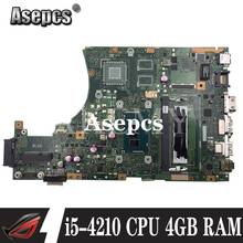 Placa base de ordenador portátil AKEMY X455LA para For Asus X455LAB X455LJ X455LD X455LF X455LB placa base de prueba de 100% Ok i5-4210 CPU 4GB RAM 2024 - compra barato