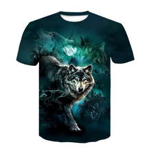 Camiseta masculina de manga curta, roupas para homens, 2020 com estampa de animal de lobo, camiseta de verão, hip-hop, roupas de homens de estranhas 2024 - compre barato