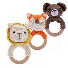 1pc Baby Wooden Rattle Toy Crochet Animal Giraffe Baby Teether Gym Music Rattle Ring Toys Newborn Pram Stroller Toy Baby Product 2024 - buy cheap