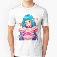 ¡Me! Camiseta de Anime para chica, 100% algodón, bricolaje, tamaño grande, Me, Teddyloid, pelo azul, pelo largo, ojos azules, pechos censurados R 2024 - compra barato
