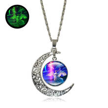 Fashion Classic Glow In The Dark Glass Necklace Exquisite Beautiful Angel Half Moon Luminous Pendant Necklace Women Men Jewelry 2024 - buy cheap