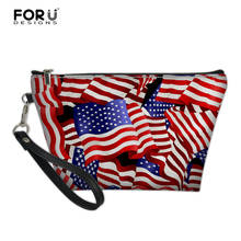 FORUDESIGNS USA/UK Flag Makeup Bag Organizer Travel Toiletry Bag Pouch for Women Girls Clutch Handbag with Removable Handle 2024 - buy cheap