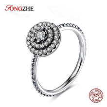 TONGZHE 100% 925 Sterling Silver Round Shape Radiant Clear CZ Flower Finger Rings for Women Wedding Engagement Handmade Jewelry 2024 - buy cheap