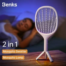 Benks Two In One Household Mosquito Killer Lamp 3000V Electric Bug Zapper USB Rechargeable Summer Fly Swatter Flycatcher 2024 - buy cheap