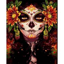 GATYZTORY DIY Painting by numbers Skull Girl Painting By Numbers Digital Painting Frameless On Canvas For Home Decoration 2024 - buy cheap