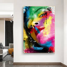 Abstract Sexy Lips Canvas Painting Watercolor on Face Girl Poster and Print Wall Art Pictures for Living Room Decoration Cuadros 2024 - buy cheap