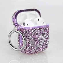 Estojo para fones de ouvido airpods, luxuoso, com strass, sem fio, bluetooth, compatível com gancho rígido, capa para carregar airpods apple 2024 - compre barato