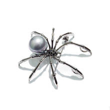 Broche de aranha requintado retro grande pérola casaco terno acessórios animais broches 2024 - compre barato