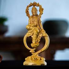 BOJ de madera de 18,5 cm, escultura de Guanyin con llama, estatua de Buda tallada en madera, adoración tranquila Feng Shui Guan Yin, decoración del hogar 2024 - compra barato