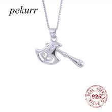 Pekurr-collares de hacha de circón de plata esterlina 925 para mujer y hombre, Collar con colgante único de cristal, accesorios de joyería de moda 2024 - compra barato