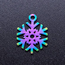 5pcs/lot 100% Stainless Steel Winner Snowflake diy Charms With Rainbow Plated Wholesale Never Tarnish For Earring Making 2024 - buy cheap