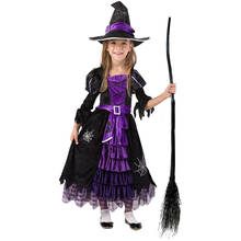 Roxo conto de fadas bonito bruxa traje deluxe conjunto para meninas cosplay traje halloween fantasia vestido 2024 - compre barato