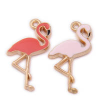 6pcs 15x25mm Liga Esmalte Gota de Óleo Vermelho Rosa Flamingo Pingente DIY Apreciação Colar Flamingo Encantos para acessórios animais Fazendo 2024 - compre barato