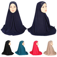 Цельный головной убор Amira Hijab Стразы мусульманский женский готовый к ношению молитвенный шарф полный Чехол головной платок шаль 2024 - купить недорого