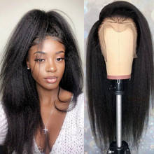 Missblue-Peluca de cabello humano liso con encaje frontal para mujeres negras, pelo Yaki grueso, línea de pelo prearrancado, brasileño 2024 - compra barato