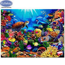 Full Square round drill 5D DIY Diamond embroidery undersea Turtle dolphin fish Diamond Painting Cross Stitch Rhinestone Mosaic 2024 - buy cheap