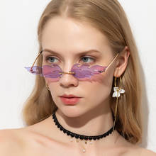 Модные солнцезащитные очки Fire Flame женские солнцезащитные очки без оправы с волнами 2020 Новые Металлические оттенки для винтажных женщин зеркальные очки UV400 2024 - купить недорого