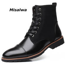 Misalwa botas de neve masculinas, bota de neve de inverno quente com pelúcia plus size 38-48 masculina, sapato casual de couro com ponta para inverno, calçados para homens 2024 - compre barato